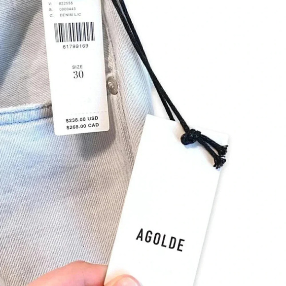 NWT AGOLDE Riya Belted Paperbag Mom Jeans in Connie Blue Light Wash Size 30 - Picture 10 of 12